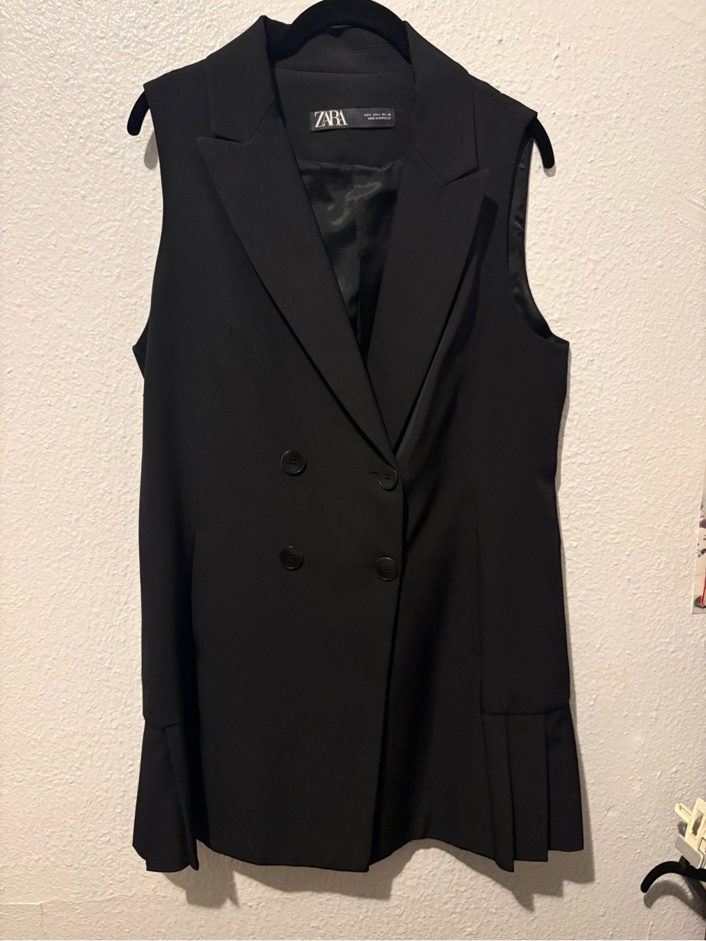 Zara Black Sleeveless Double-Breasted Blazer dress